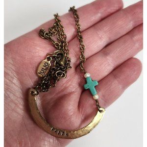 Vintage Faith Gold Tone Necklace By Julio Cross Statement Religious Cross